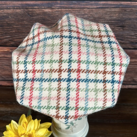 Vintage Coach Wool Colorful Plaid Newsboy Hat With Suede Trim. Size M/L - Picture 6 of 13